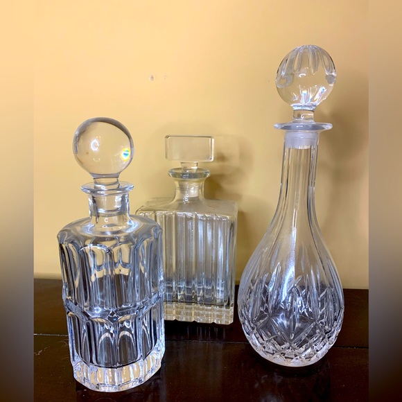 Crystal Decanter Set of 3 Rare!Pristine Condition!